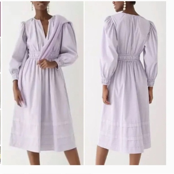 J. Crew Dresses & Skirts - J Crew Long-sleeve Smocked-waist Midi Dress Tiered Lilac Large Cottagecore